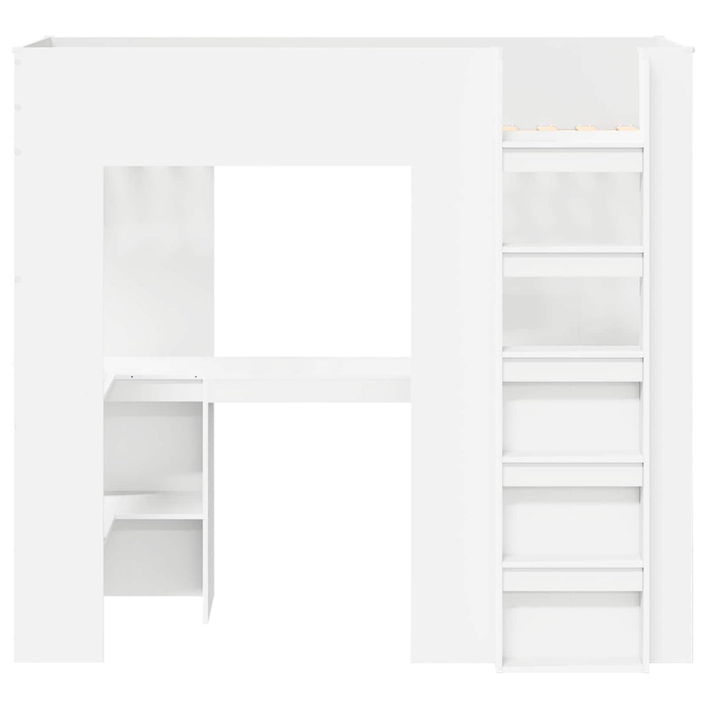 vidaXL Etagenbettgestell mit Schreibtisch Weiß 75 x 190 cm