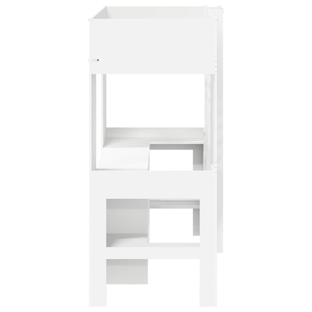 vidaXL Etagenbettgestell mit Schreibtisch Weiß 75 x 190 cm