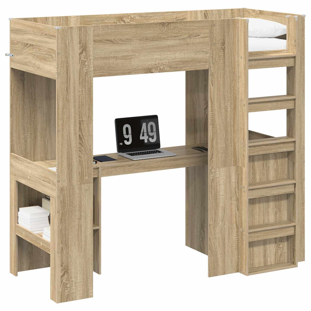 vidaXL Etagenbettgestell mit Schreibtisch Sonoma-Eiche 75 x 190 cm