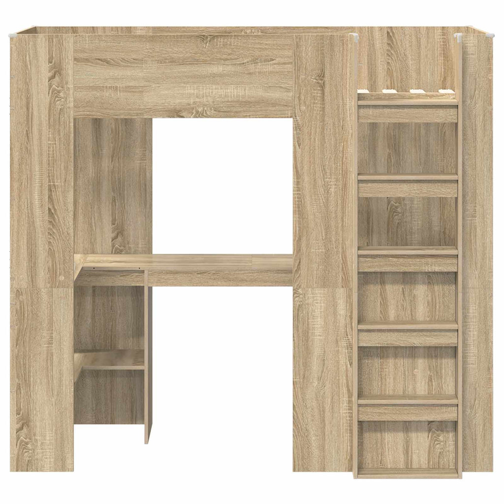 vidaXL Etagenbettgestell mit Schreibtisch Sonoma-Eiche 75 x 190 cm