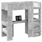 vidaXL Etagenbettgestell mit Schreibtisch Beton Grau 75 x 190 cm