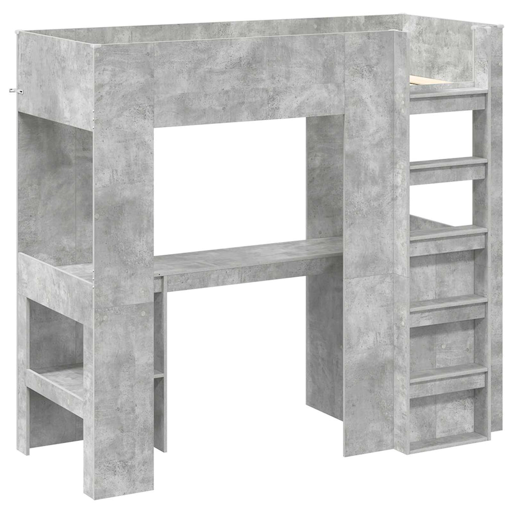 vidaXL Etagenbettgestell mit Schreibtisch Beton Grau 75 x 190 cm