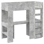 vidaXL Etagenbettgestell mit Schreibtisch Beton Grau 75 x 190 cm
