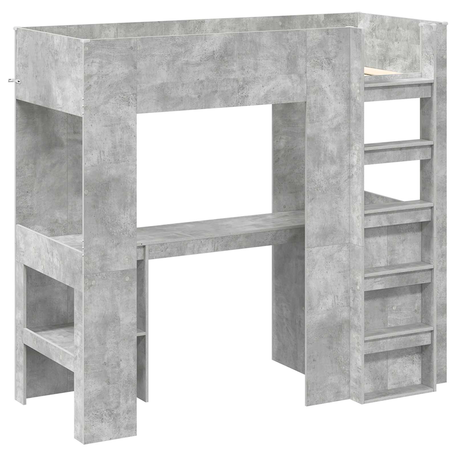 vidaXL Etagenbettgestell mit Schreibtisch Beton Grau 75 x 190 cm
