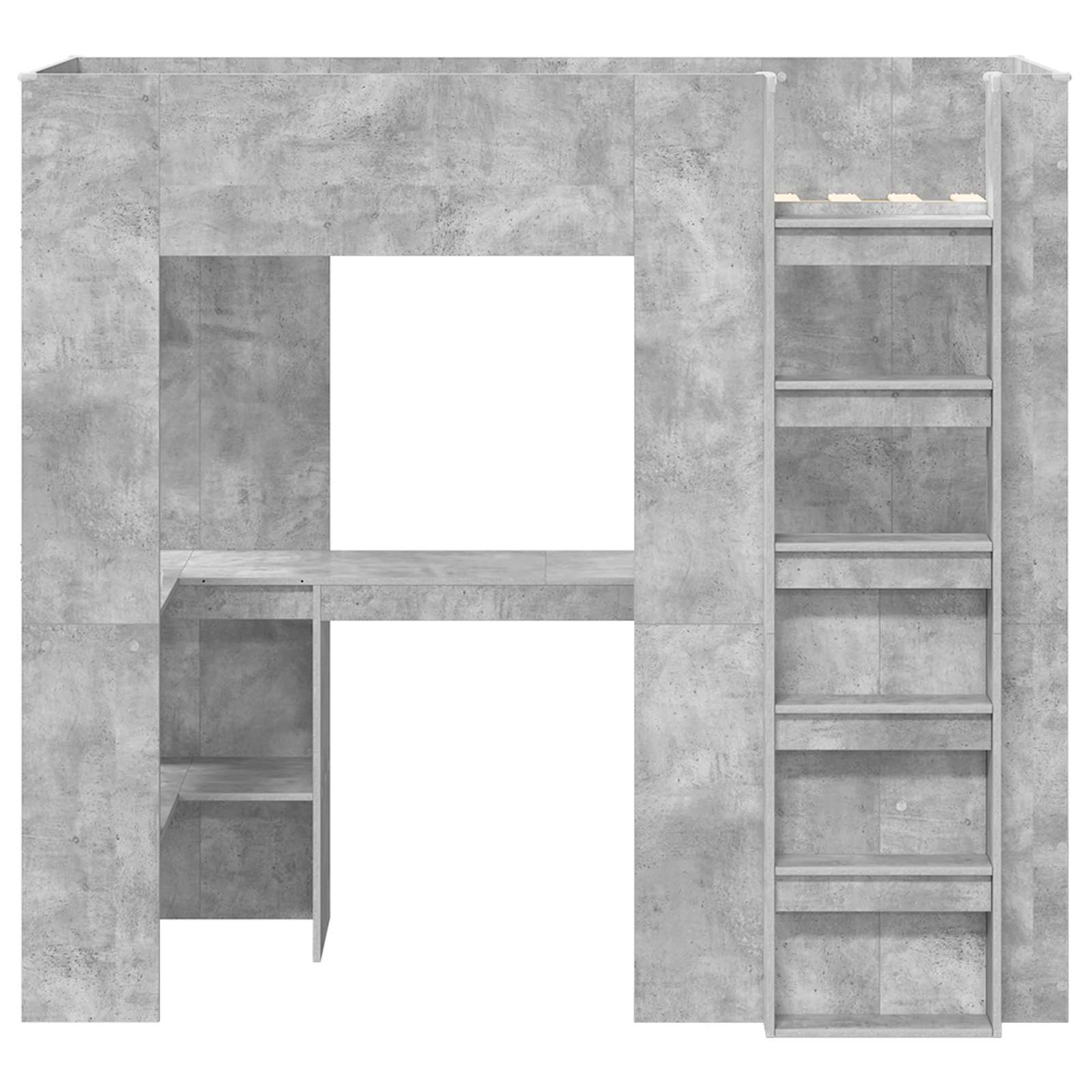 vidaXL Etagenbettgestell mit Schreibtisch Beton Grau 75 x 190 cm