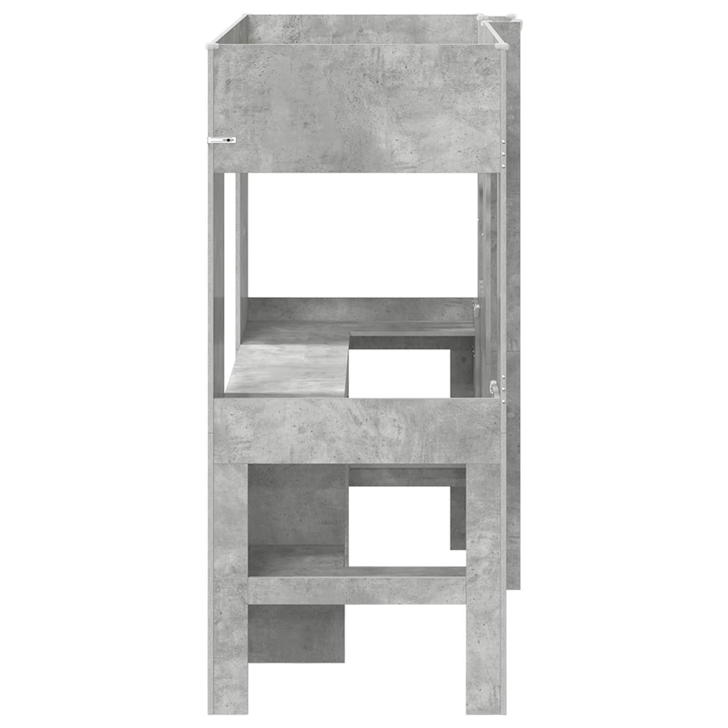 vidaXL Etagenbettgestell mit Schreibtisch Beton Grau 75 x 190 cm