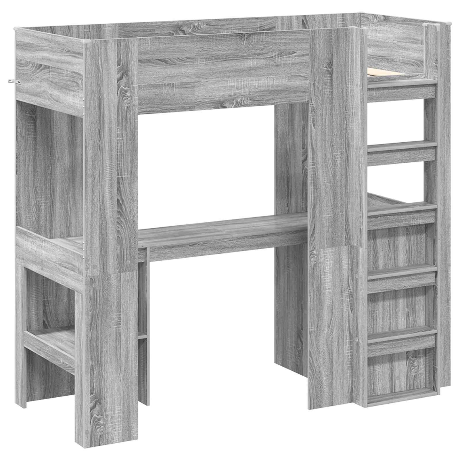 vidaXL Etagenbettgestell mit Schreibtisch Graues Sonoma 75 x 190 cm