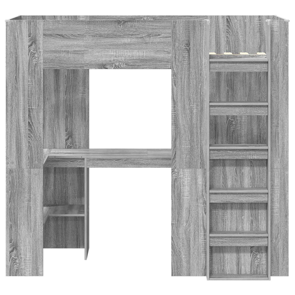 vidaXL Etagenbettgestell mit Schreibtisch Graues Sonoma 75 x 190 cm