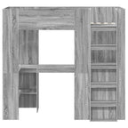 vidaXL Etagenbettgestell mit Schreibtisch Graues Sonoma 75 x 190 cm