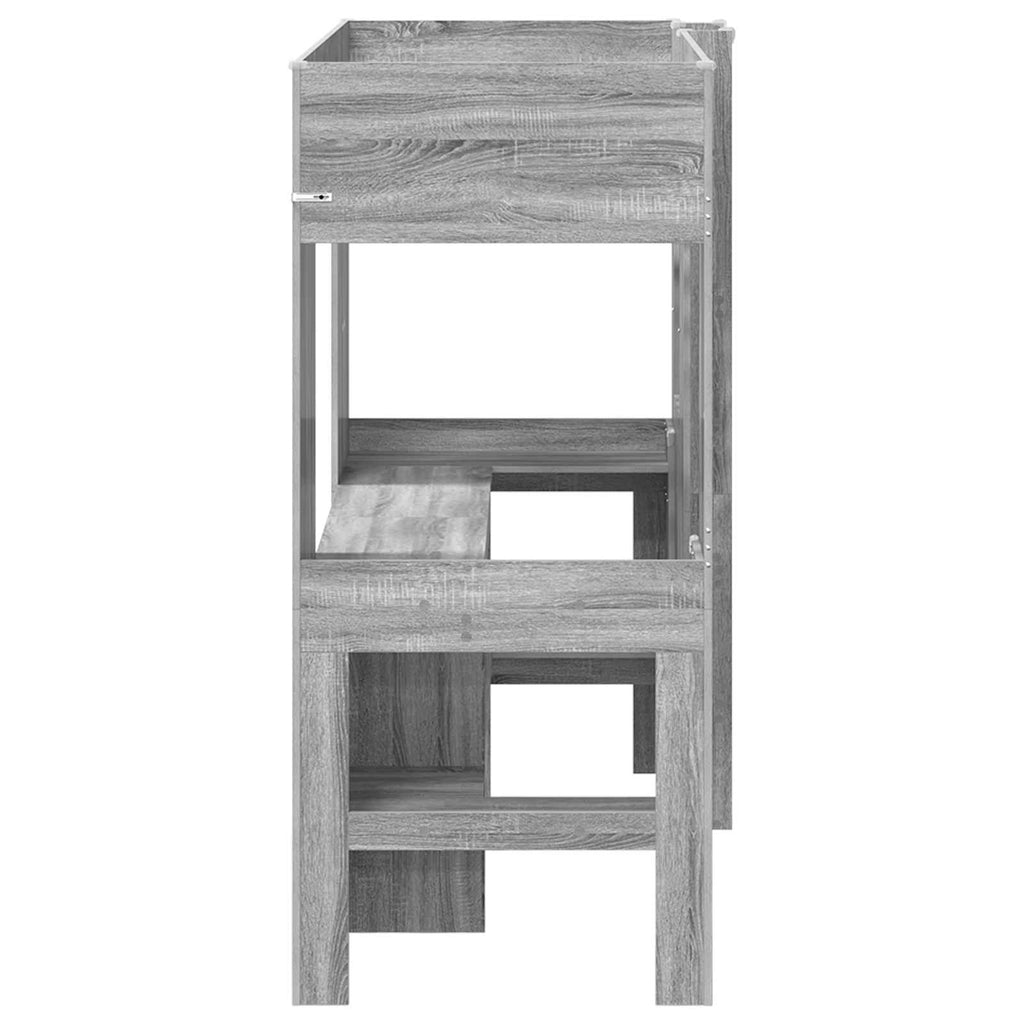 vidaXL Etagenbettgestell mit Schreibtisch Graues Sonoma 75 x 190 cm