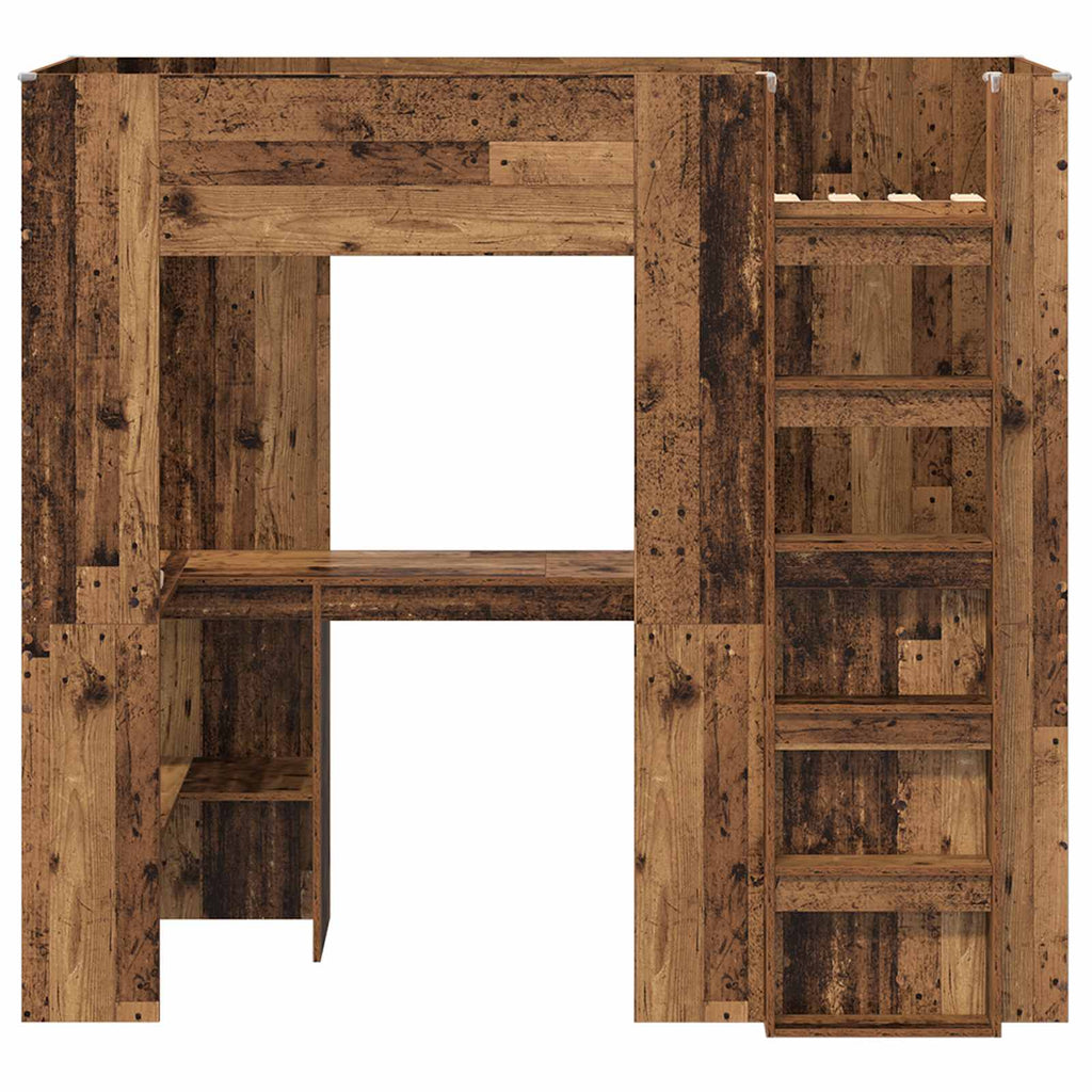 vidaXL Etagenbettgestell mit Schreibtisch Altholz 75 x 190 cm