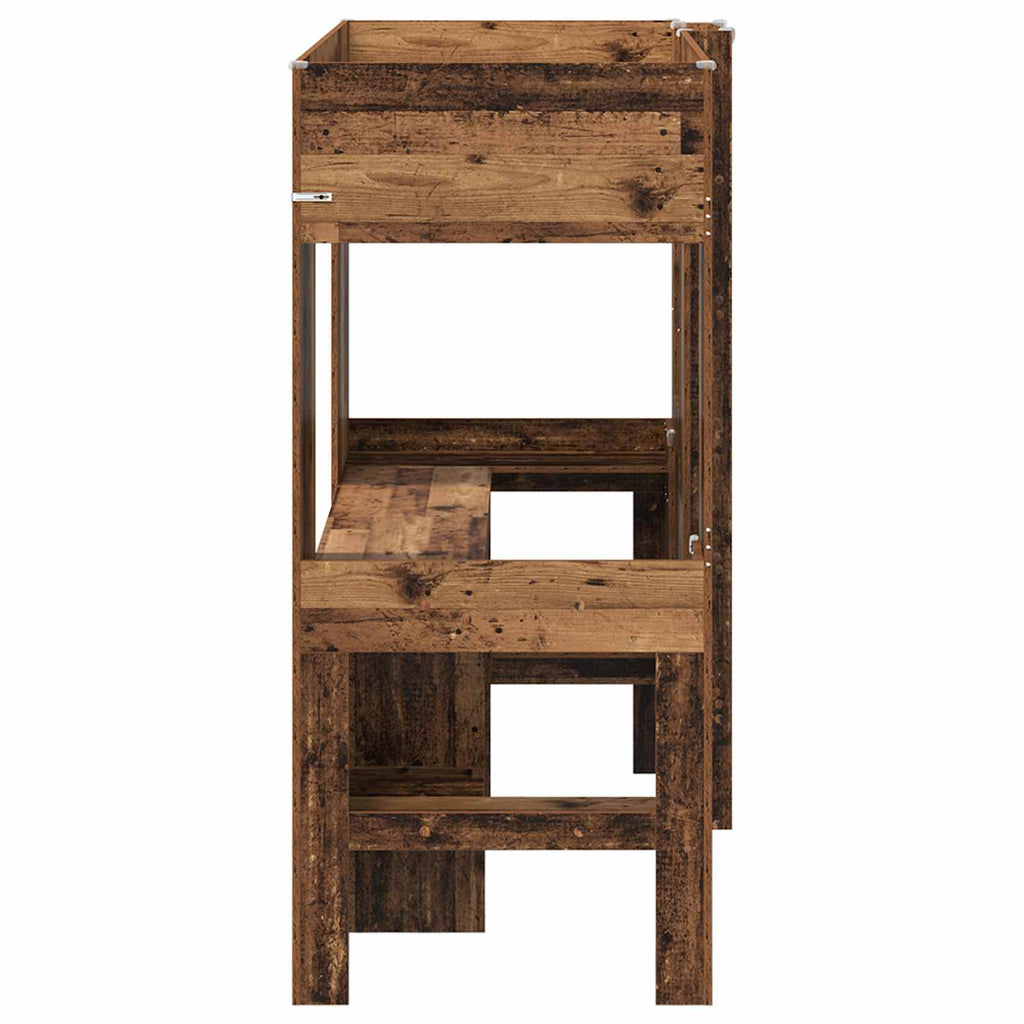 vidaXL Etagenbettgestell mit Schreibtisch Altholz 75 x 190 cm