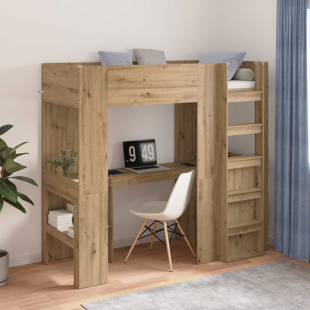 vidaXL Etagenbettgestell mit Schreibtisch Artisan-Eiche 75 x 190 cm
