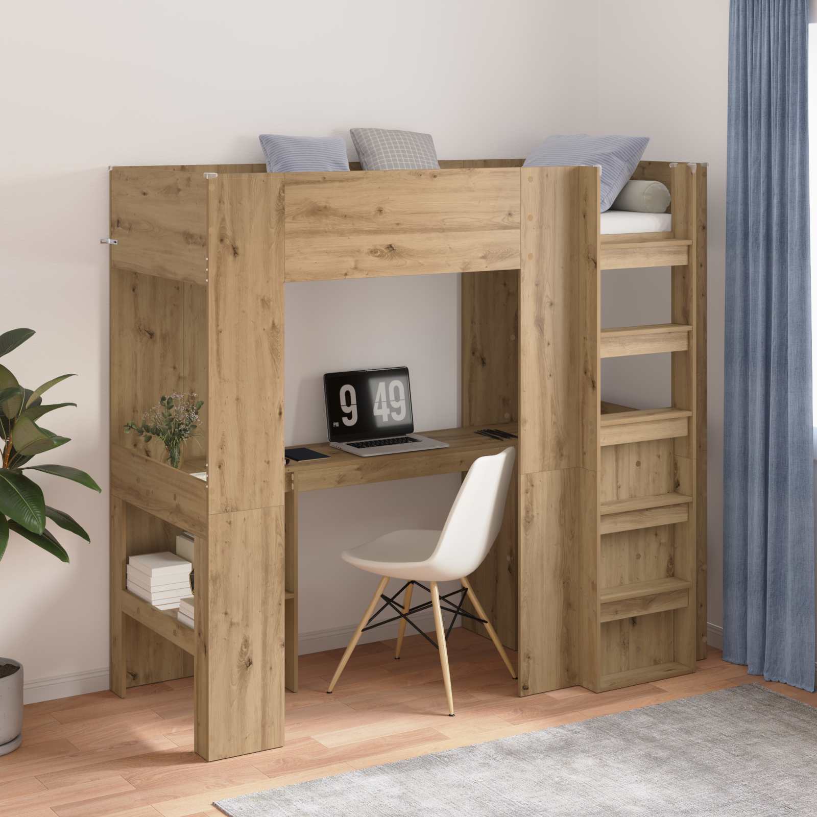 vidaXL Etagenbettgestell mit Schreibtisch Artisan-Eiche 75 x 190 cm