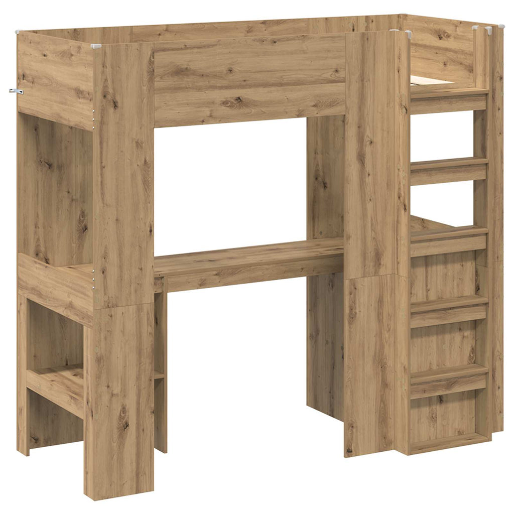 vidaXL Etagenbettgestell mit Schreibtisch Artisan-Eiche 75 x 190 cm