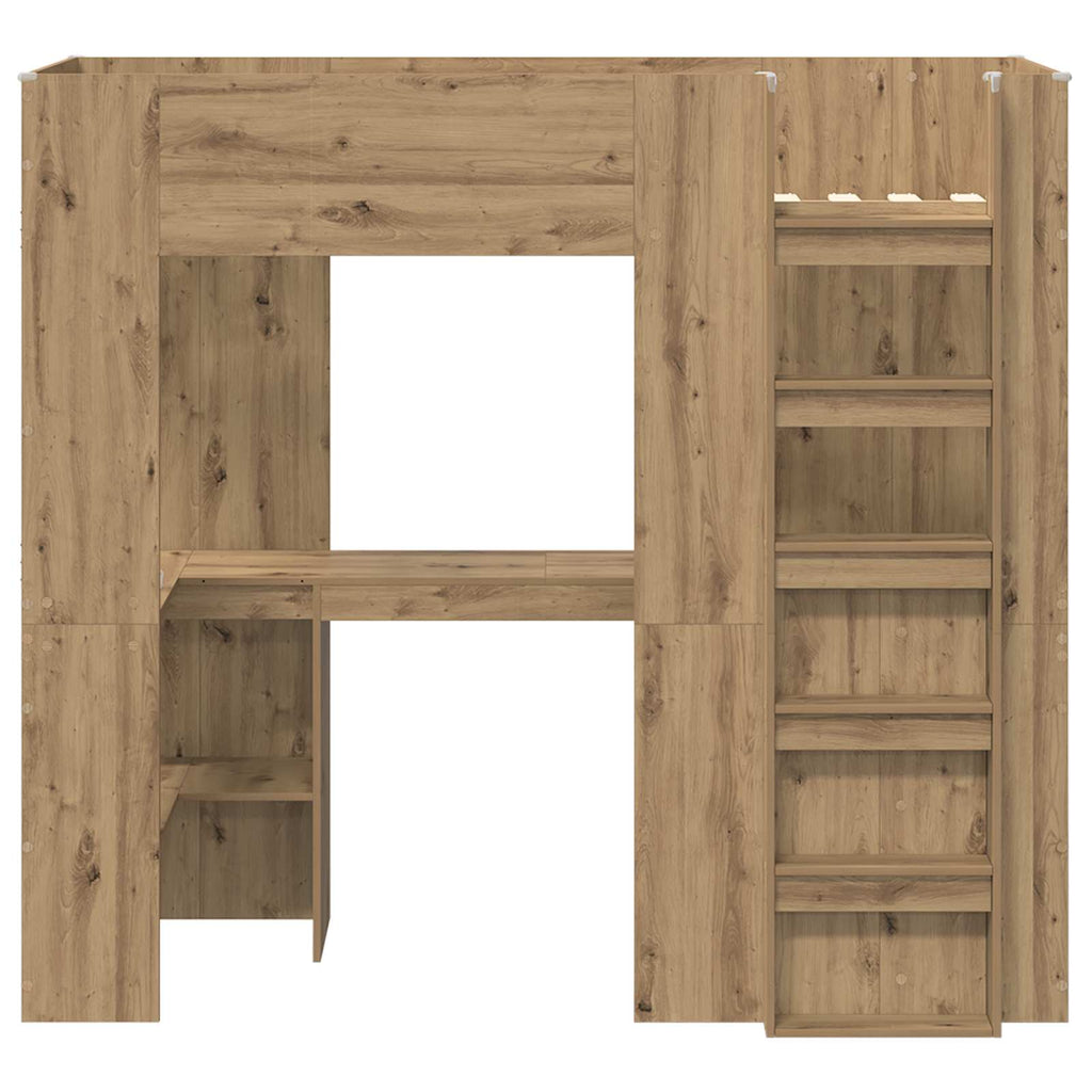 vidaXL Etagenbettgestell mit Schreibtisch Artisan-Eiche 75 x 190 cm