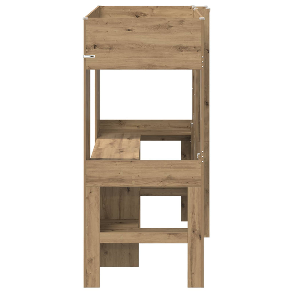 vidaXL Etagenbettgestell mit Schreibtisch Artisan-Eiche 75 x 190 cm