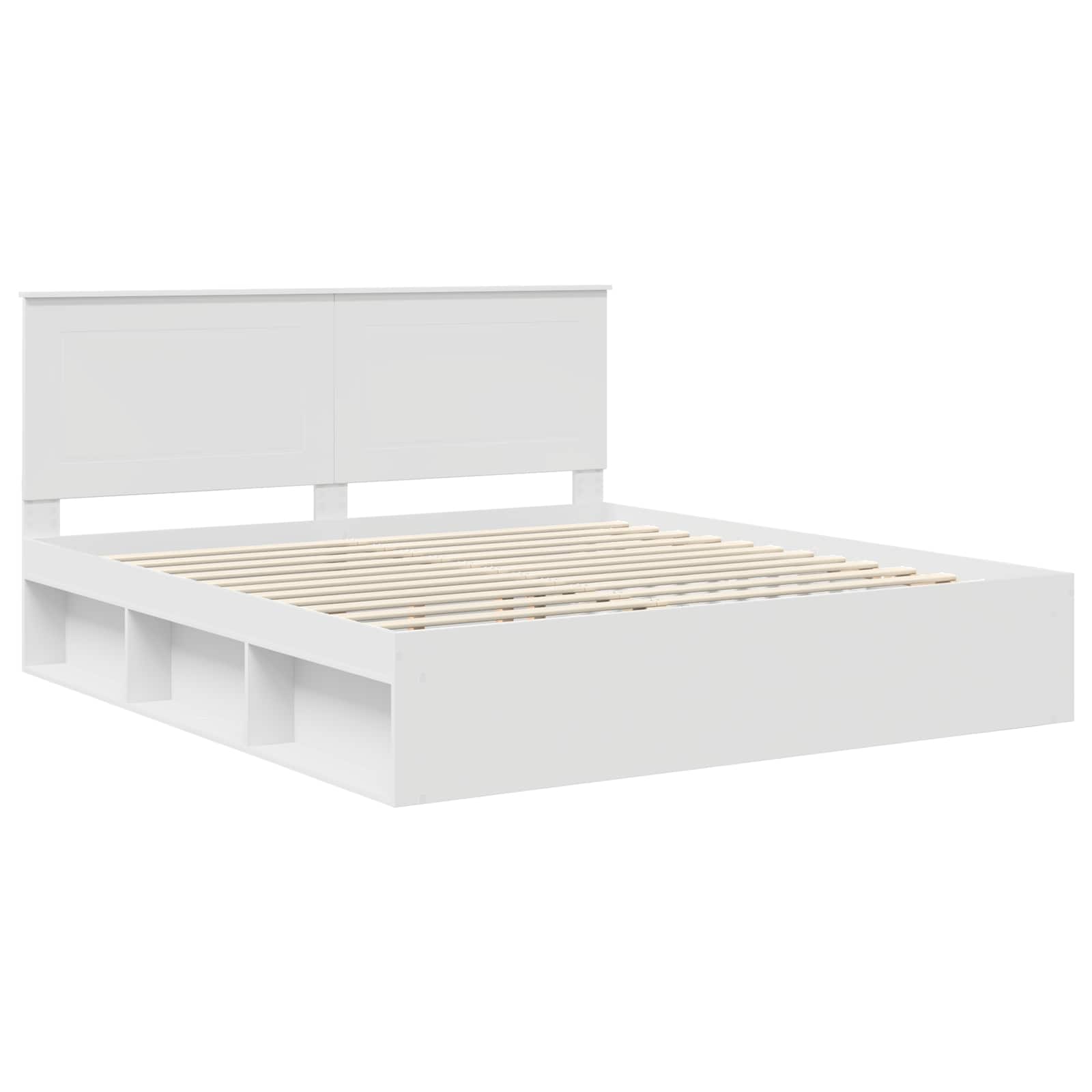 vidaXL Bettrahmen mit Kopfteil Weiß 200 x 200 cm Massives Kiefernholz