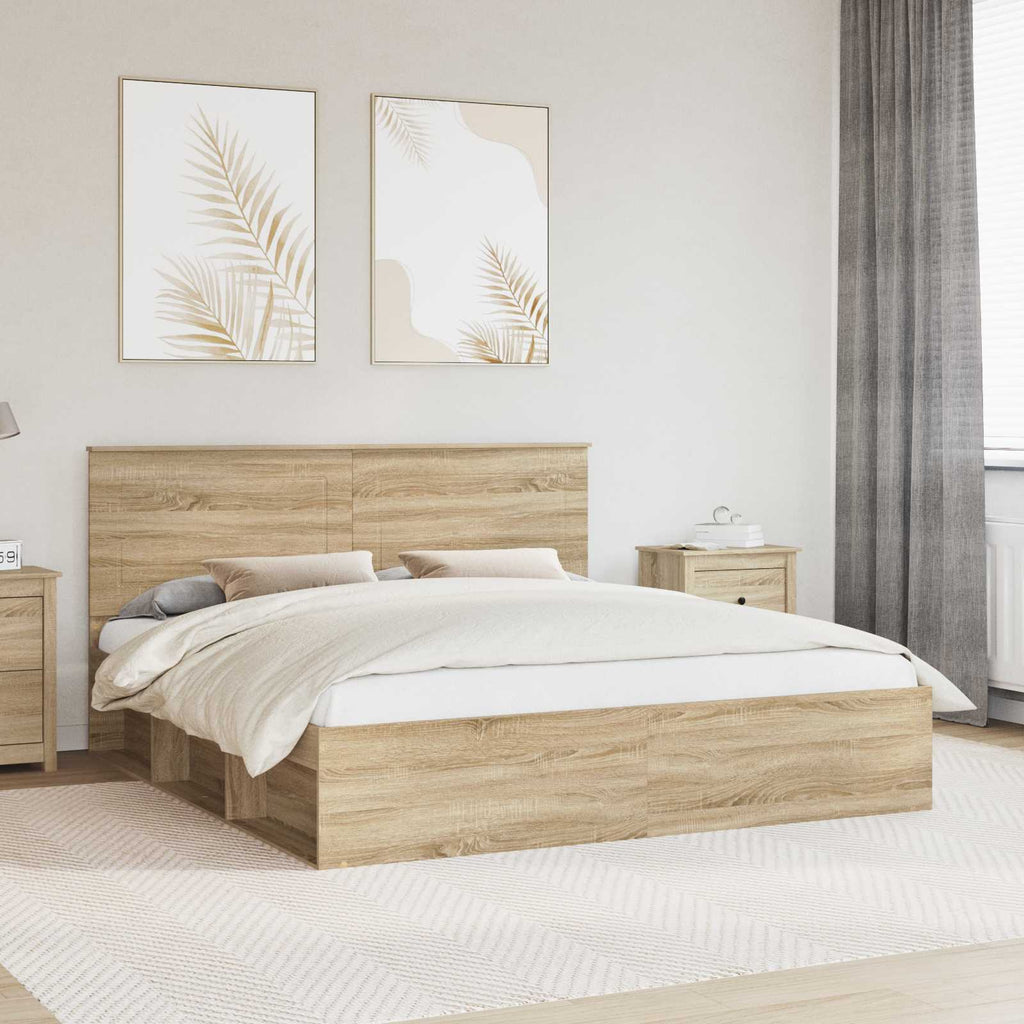 vidaXL Bettrahmen Sonoma 200 x 200 cm Massives Kiefernholz