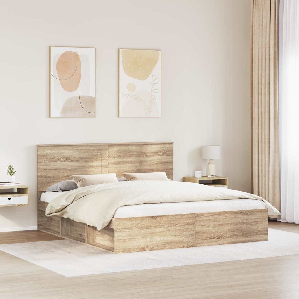 vidaXL Bettrahmen Sonoma 200 x 200 cm Massives Kiefernholz