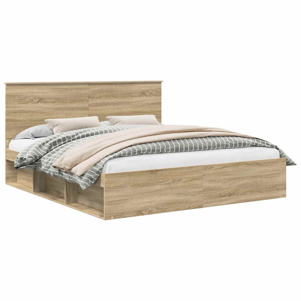 vidaXL Bettrahmen Sonoma 200 x 200 cm Massives Kiefernholz