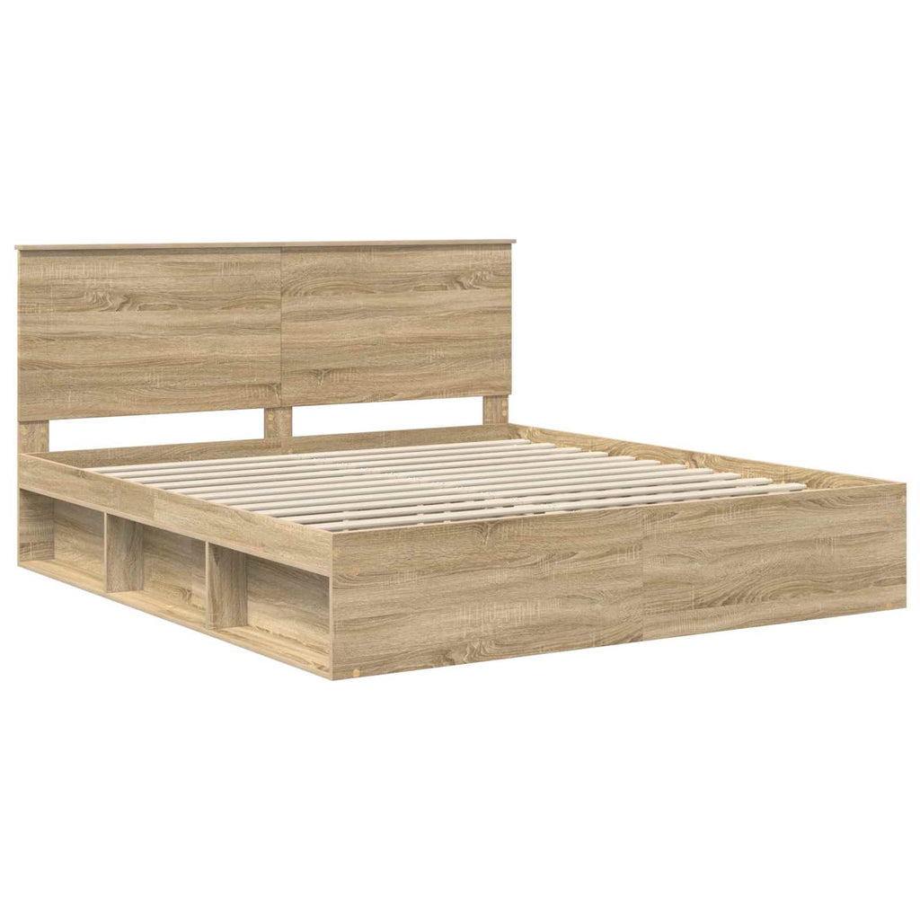 vidaXL Bettrahmen Sonoma 200 x 200 cm Massives Kiefernholz