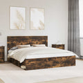 vidaXL Bettrahmen Geräucherte Eiche 200 x 200 cm Massives Kiefernholz
