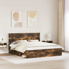 vidaXL Bettrahmen Geräucherte Eiche 200 x 200 cm Massives Kiefernholz