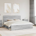 vidaXL Bettrahmen Graues Sonoma 200 x 200 cm Massives Kiefernholz