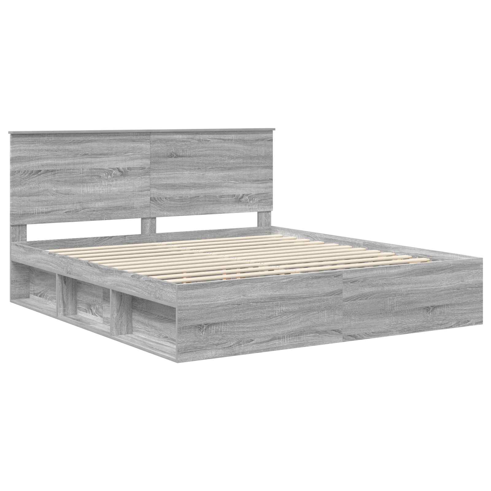 vidaXL Bettrahmen Graues Sonoma 200 x 200 cm Massives Kiefernholz