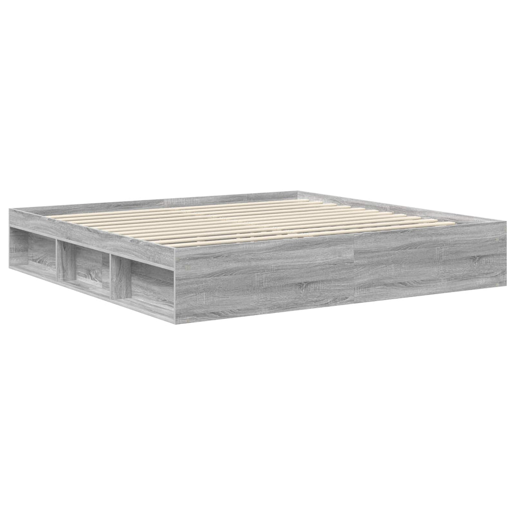 vidaXL Bettrahmen Graues Sonoma 200 x 200 cm Massives Kiefernholz