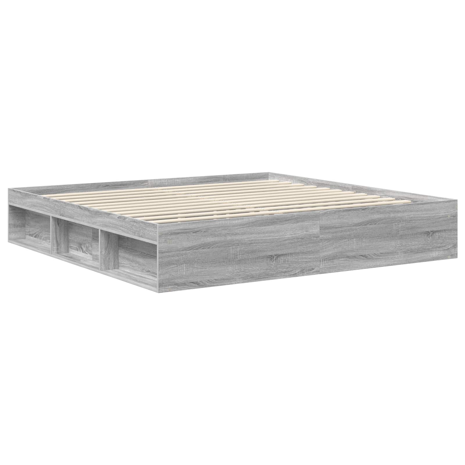 vidaXL Bettrahmen Graues Sonoma 200 x 200 cm Massives Kiefernholz