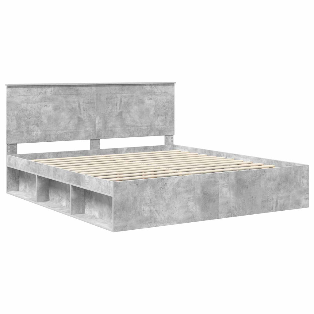vidaXL Bettrahmen mit Kopfteil Beton 180 x 200 cm Massives Kiefernholz