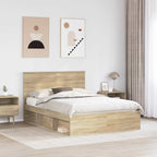 vidaXL Bettrahmen Sonoma-Eiche 150 x 200 cm Massives Kiefernholz