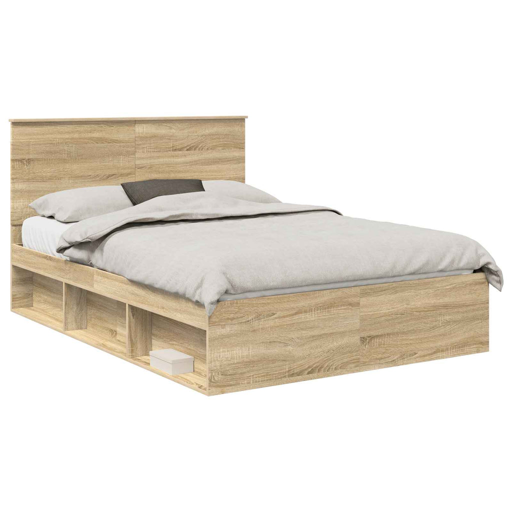vidaXL Bettrahmen Sonoma-Eiche 150 x 200 cm Massives Kiefernholz