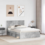 vidaXL Bettrahmen Beton Grau 150 x 200 cm Massives Kiefernholz
