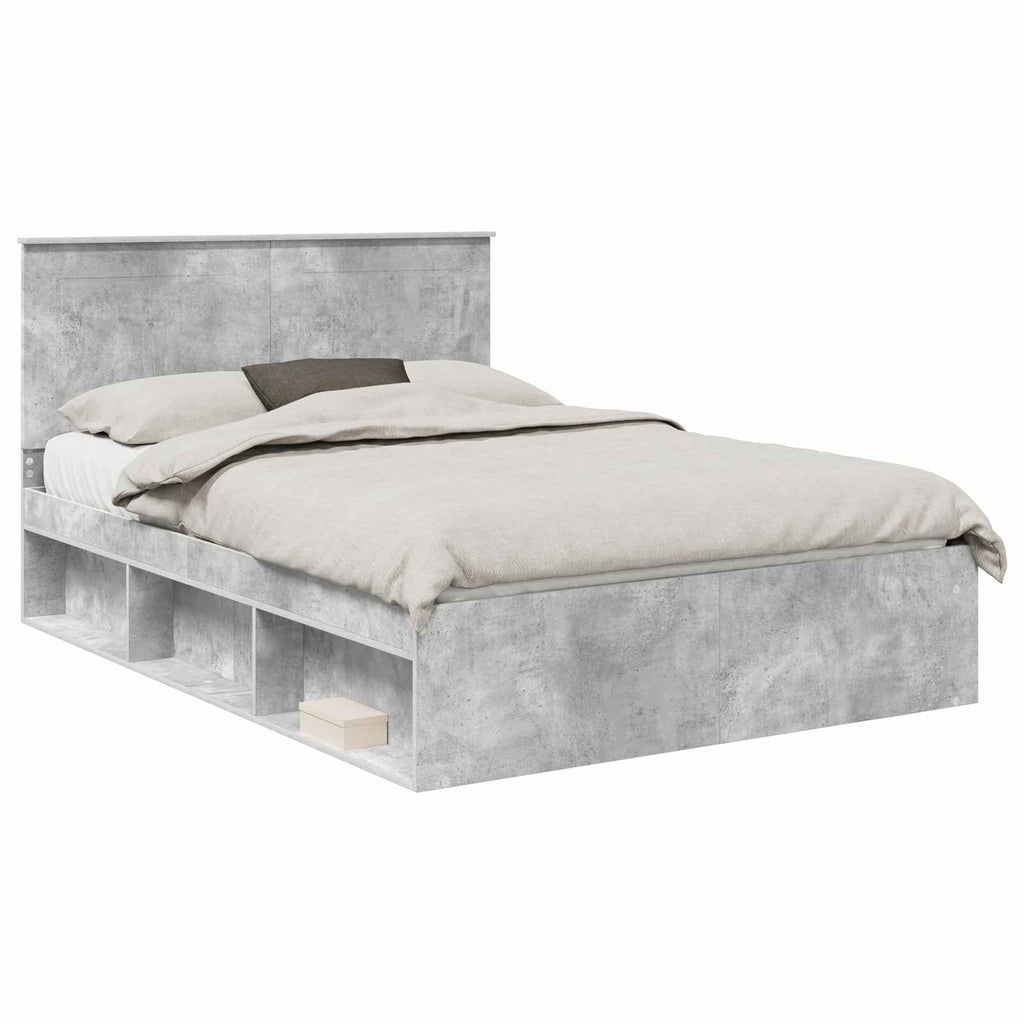 vidaXL Bettrahmen Beton Grau 150 x 200 cm Massives Kiefernholz
