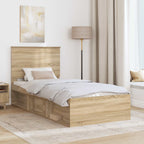 vidaXL Bettrahmen mit Kopfteil Sonoma 90 x 190 cm Massives Kiefernholz