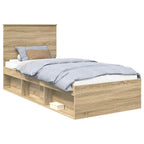 vidaXL Bettrahmen mit Kopfteil Sonoma 90 x 190 cm Massives Kiefernholz