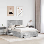 vidaXL Bettrahmen mit Schubladen Beton Grau 135 x 190 cm Holzwerkstoff