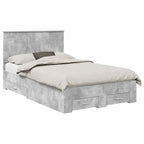 vidaXL Bettrahmen mit Schubladen Beton Grau 135 x 190 cm Holzwerkstoff