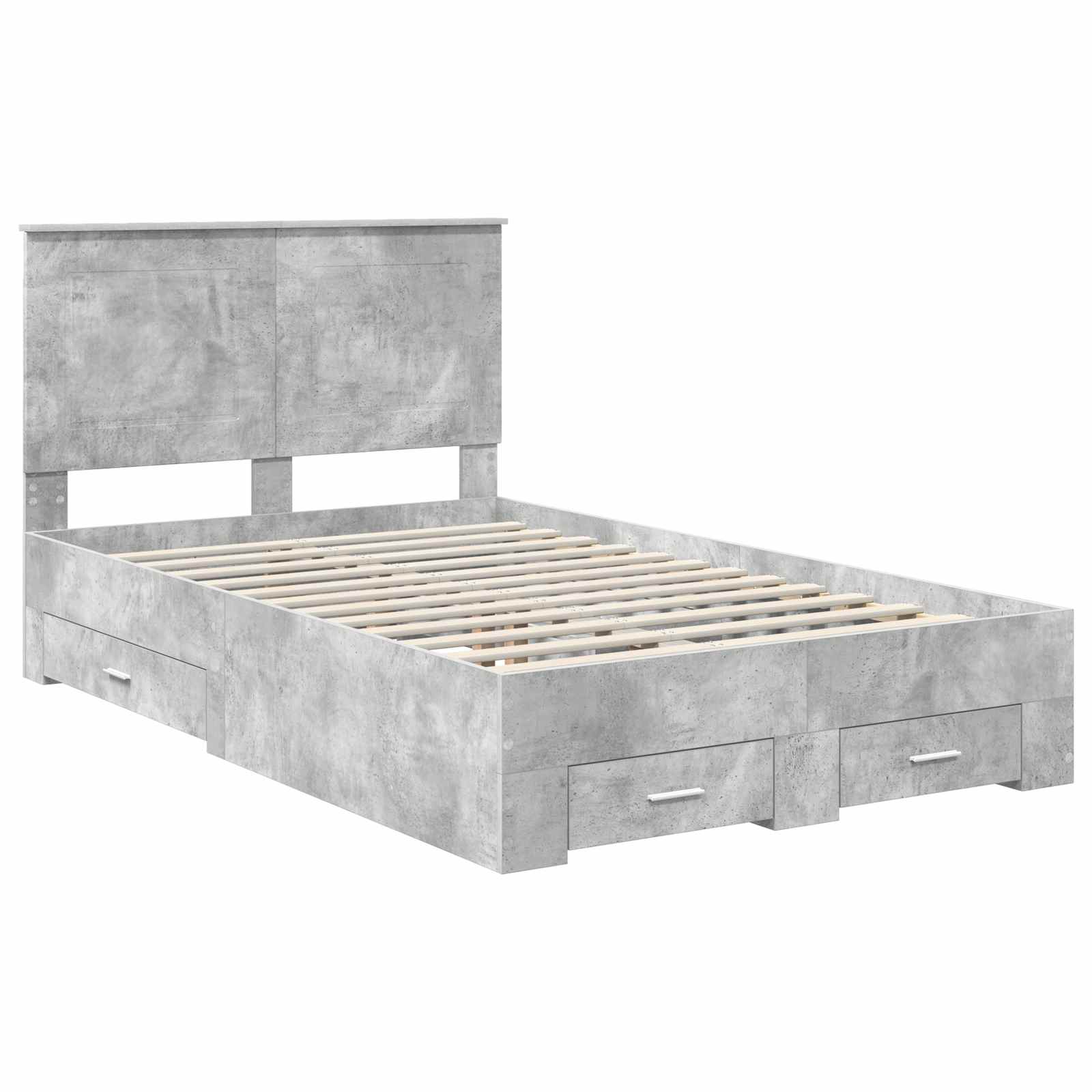 vidaXL Bettrahmen mit Schubladen Beton Grau 135 x 190 cm Holzwerkstoff