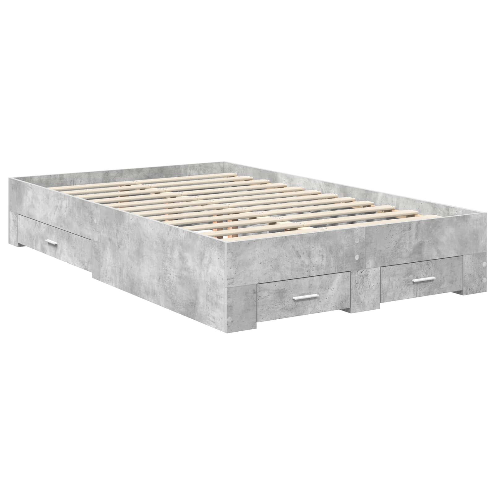 vidaXL Bettrahmen mit Schubladen Beton Grau 135 x 190 cm Holzwerkstoff