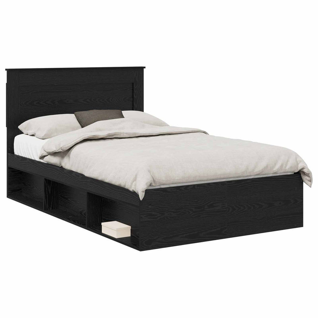 vidaXL Bettrahmen Uni Schwarz 120 x 190 cm Massives Kiefernholz