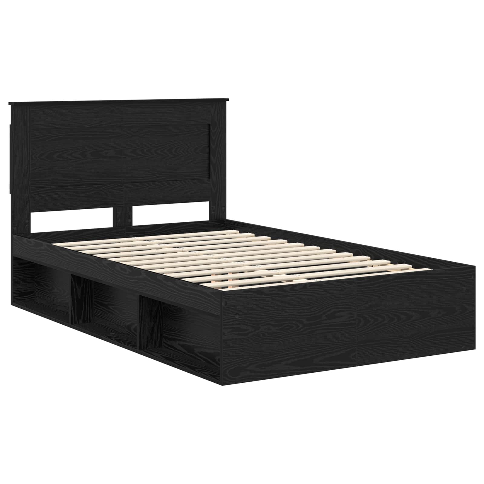 vidaXL Bettrahmen Uni Schwarz 120 x 190 cm Massives Kiefernholz