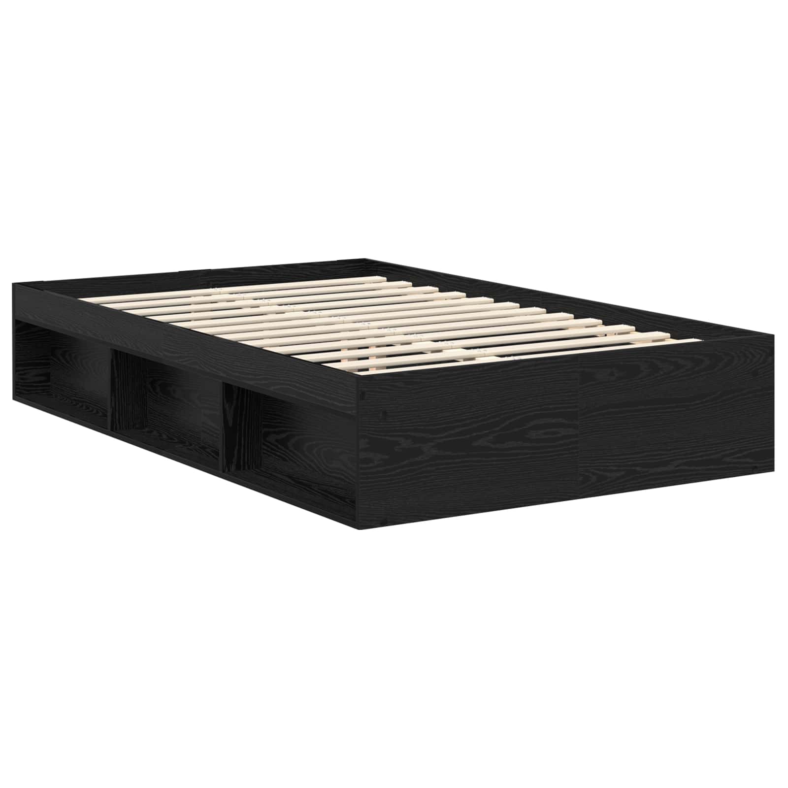 vidaXL Bettrahmen Uni Schwarz 120 x 190 cm Massives Kiefernholz