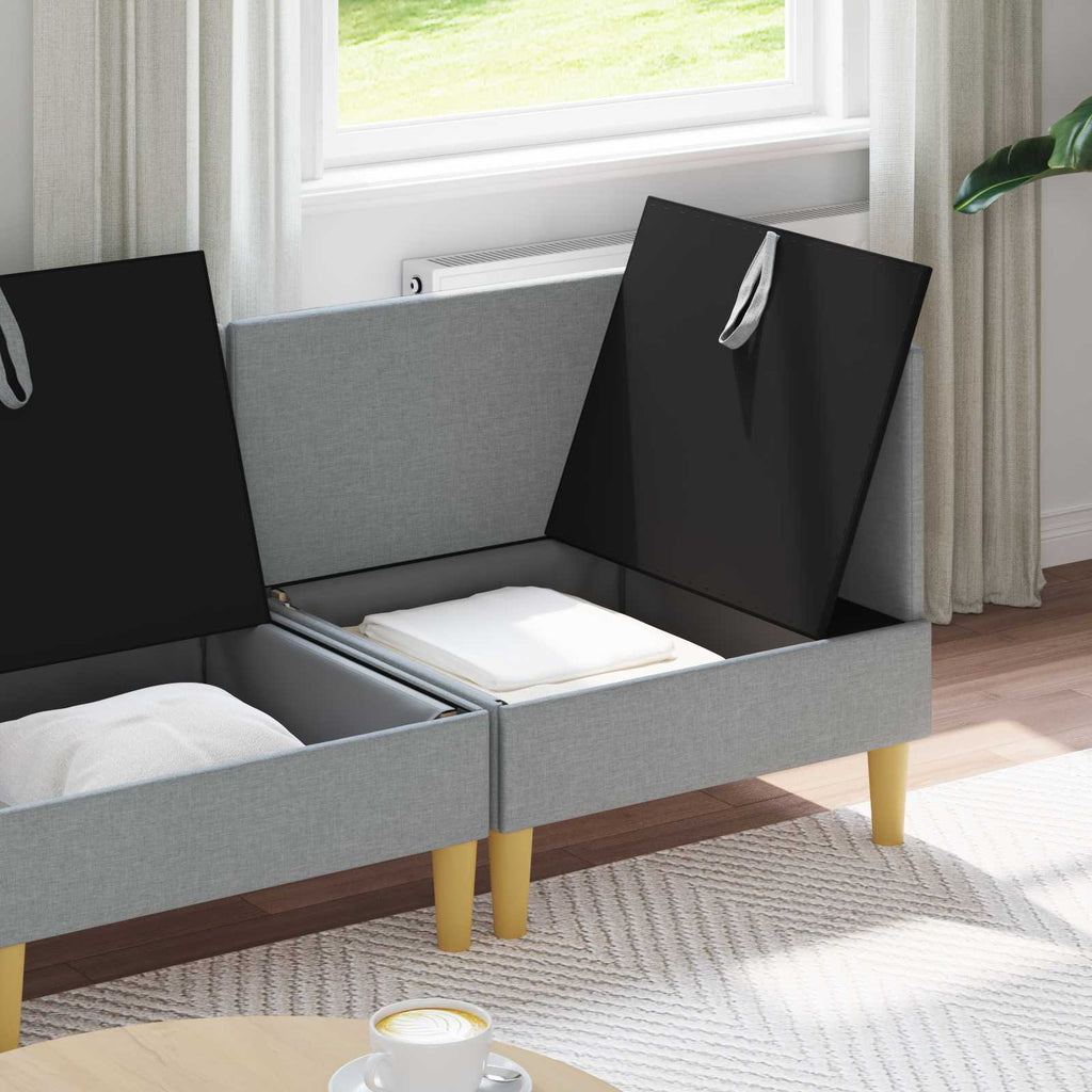 vidaXL Modular Sofa Set mit Stauraum 3 pcs Hellgrau Stoff