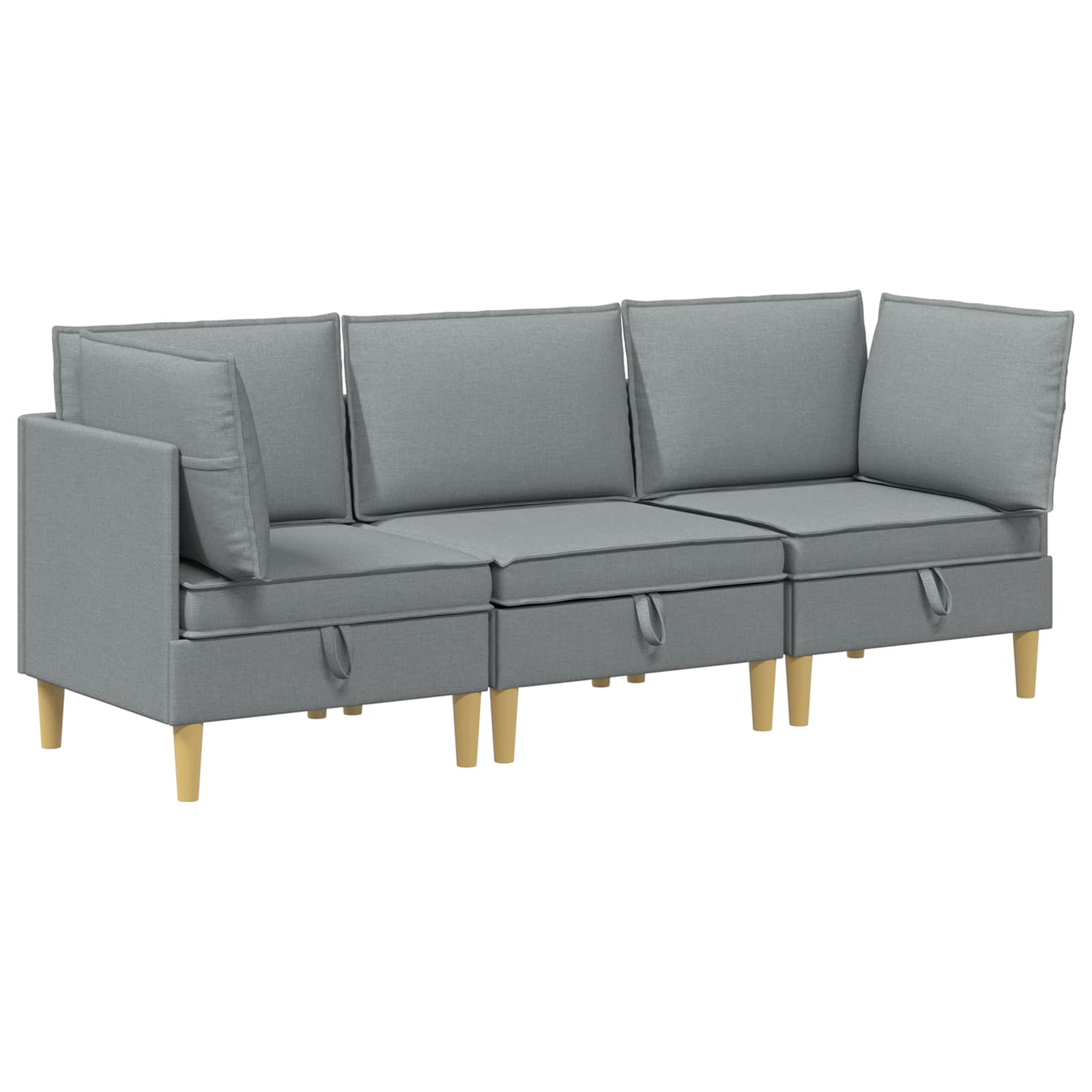 vidaXL Modular Sofa Set mit Stauraum 3 pcs Hellgrau Stoff
