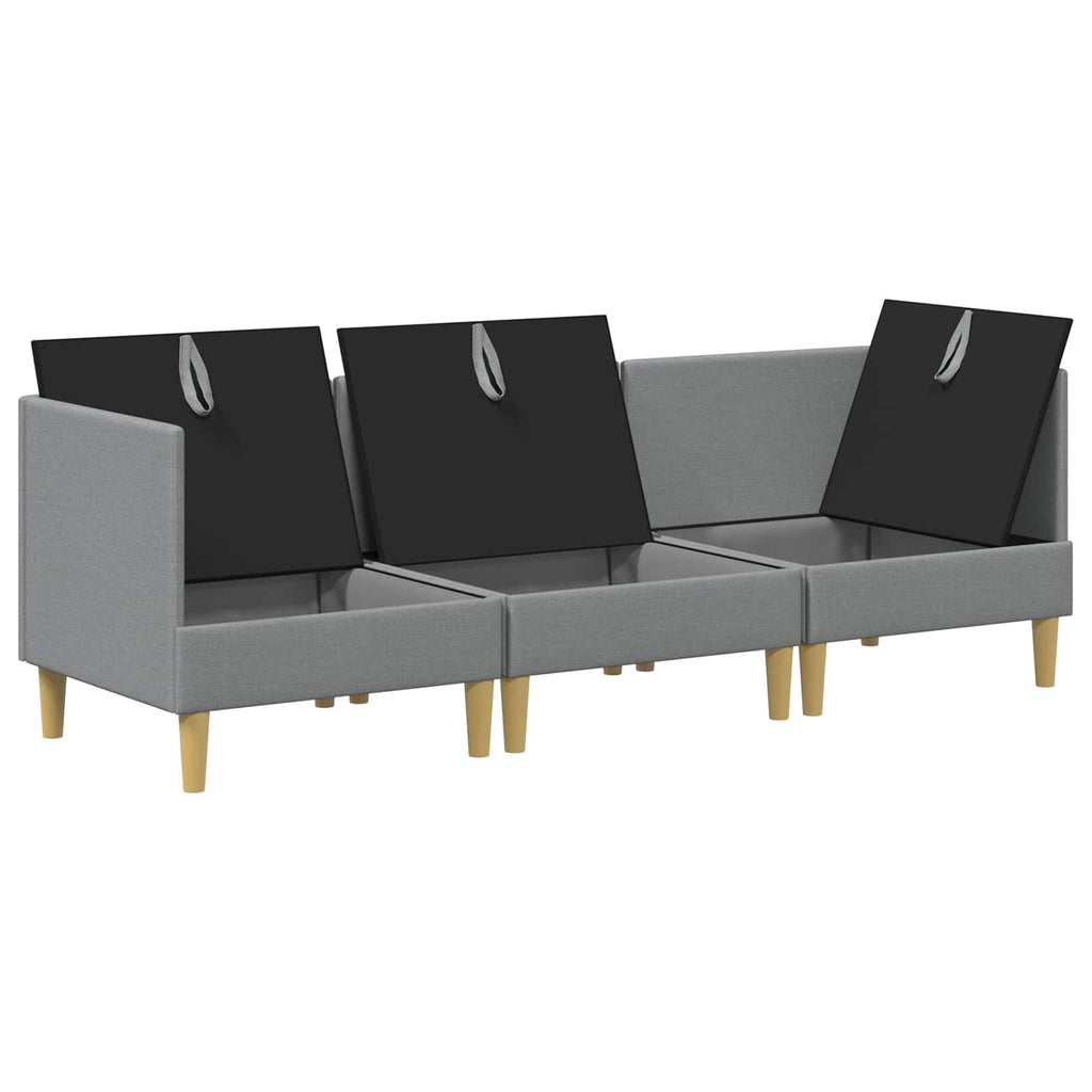 vidaXL Modular Sofa Set mit Stauraum 3 pcs Hellgrau Stoff