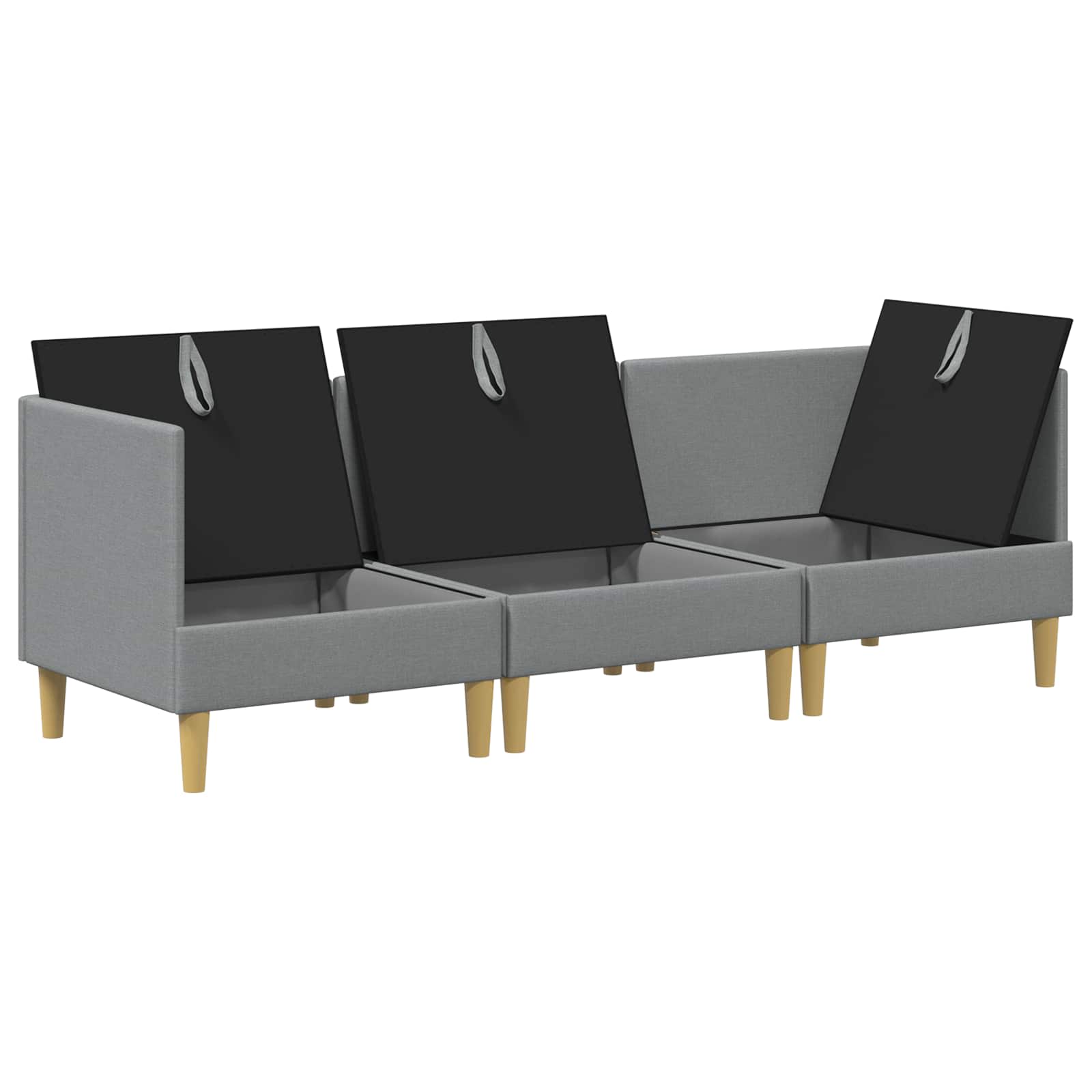vidaXL Modular Sofa Set mit Stauraum 3 pcs Hellgrau Stoff